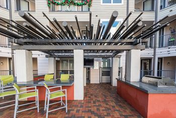 Outdoor kitchen with seating